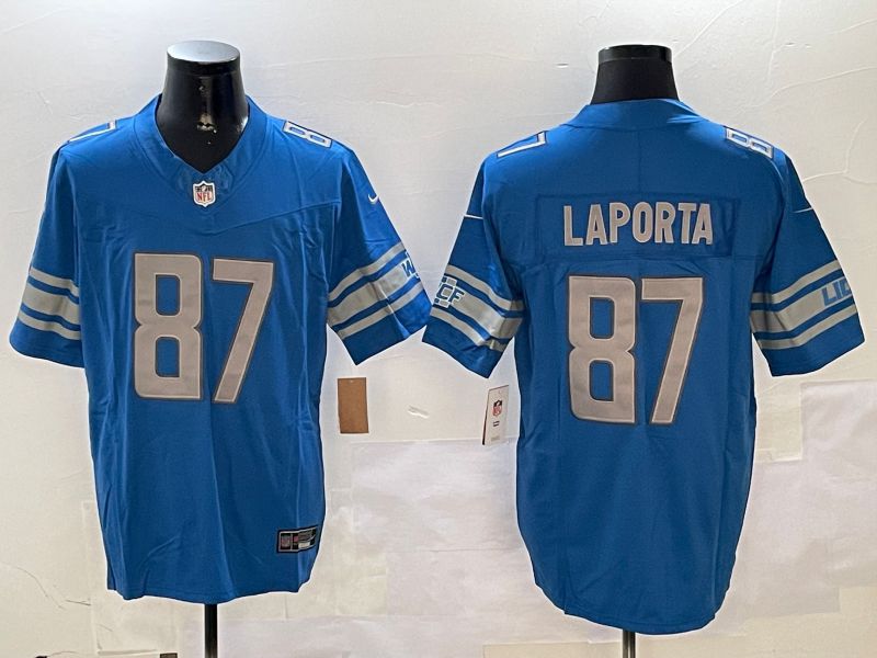 Men Detroit Lions #87 Laporta Blue three generations 2024 Nike Limited NFL Jersey style 0102